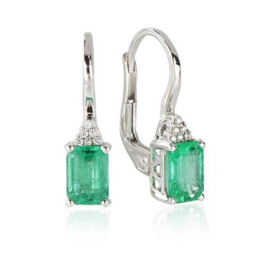 Ohrringe aus 18-karätigem Weißgold mit Diamanten und Smaragd - OD577/SM-LB