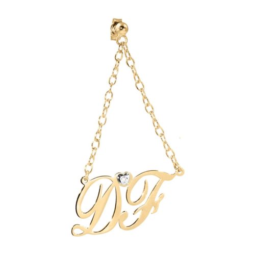 Mono-Ohrring aus 18Kt Gold, mit zwei anpassbaren Initialen, mit Diamant - ODA001/ID
