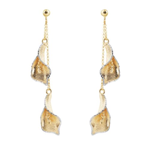 Zweifarbige Calla-Anhänger-Ohrringe aus 18 Kt Gold, satiniert - OE4087-LI