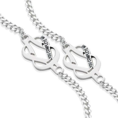 Zwei Armbänder aus 925er rhodiniertem Silber, Liebesknoten - Das perfekte Geschenk zum Valentinstag - ZBR695-MB