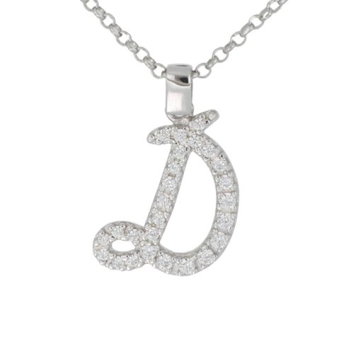 Kursivschrift Cubic Zirconia Halsketten - Alle Initialen verfügbar - ZCS8