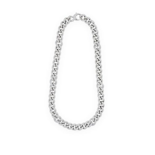 Halskette aus 925er rhodiniertem Silber mit Zirkonia-Stein - ZCV003-LB