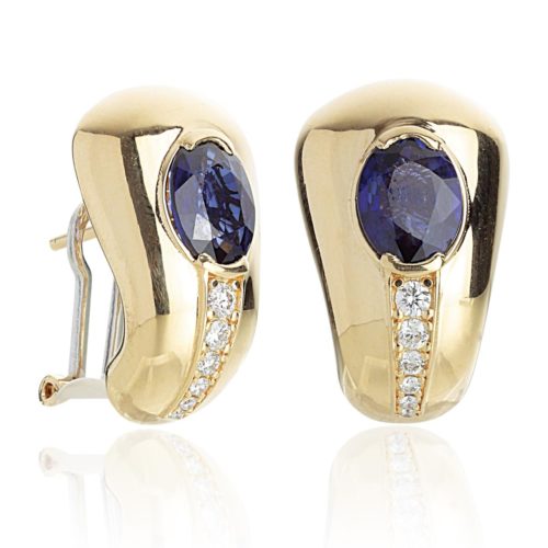Ohrringe aus 18 Kt Weißgold mit Diamanten und Edelsteinen - OD419